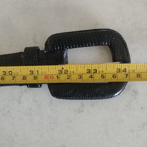 Vintage made in Canada Womens Small black leather belt snakeskin look 28 - Picture 13 of 13